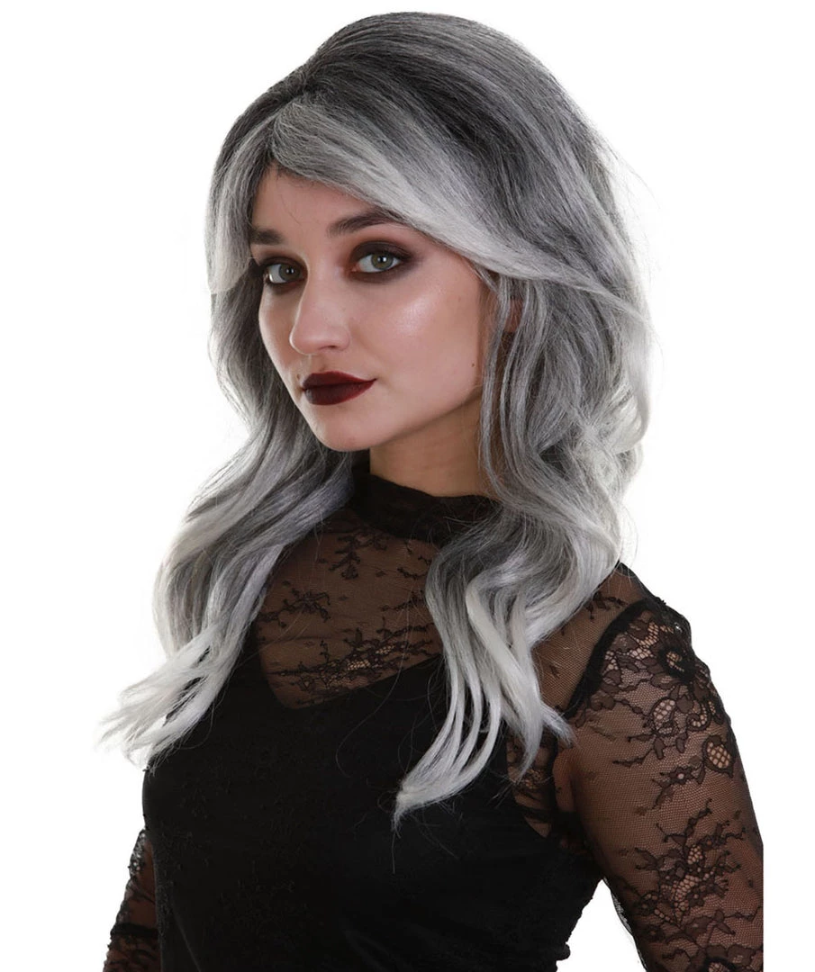 BC Women's Silver Color Wavy Medium Length Trendy Frosted Wavy Wig 2 BC Women's Silver Color Wavy Medium Length Trendy Frosted Wavy Wig