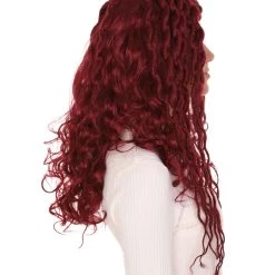 HPO Fantasy Wine Red Curly Womens Wig | Fancy Fashion Wig | Premium Breathable Capless Cap Men's