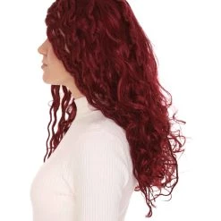 HPO Fantasy Wine Red Curly Womens Wig | Fancy Fashion Wig | Premium Breathable Capless Cap Men's