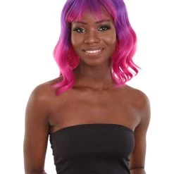 HPO Adults Women Shoulder Length Wavy Wigs | Multicolor Options Cosplay Wigs | Premium Breathable Capless Cap