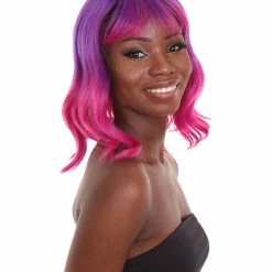 HPO Adults Women Shoulder Length Wavy Wigs | Multicolor Options Cosplay Wigs | Premium Breathable Capless Cap