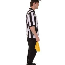 HPO Adult Men's Referee Shirt & Cap 4Pc Costume | Black And White Cosplay Costume