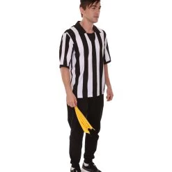 HPO Adult Men's Referee Shirt & Cap 4Pc Costume | Black And White Cosplay Costume