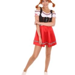HPO Adult Women's Oktoberfest Beer Girl Costume | Red Black And White Halloween Costume