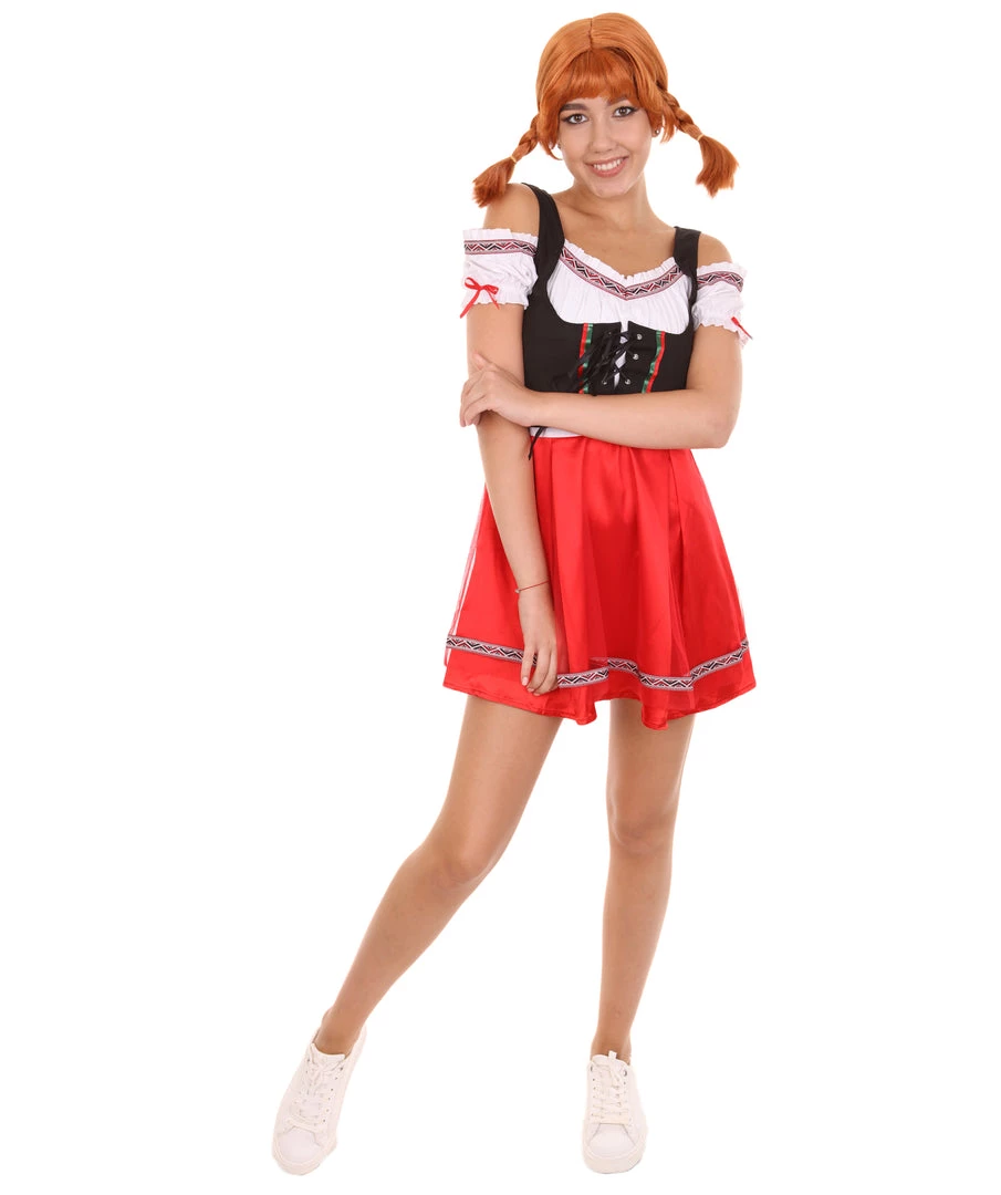 HPO Adult Women's Oktoberfest Beer Girl Costume | Red Black And White Halloween Costume 1 HPO Adult Women's Oktoberfest Beer Girl Costume | Red Black And White Halloween Costume