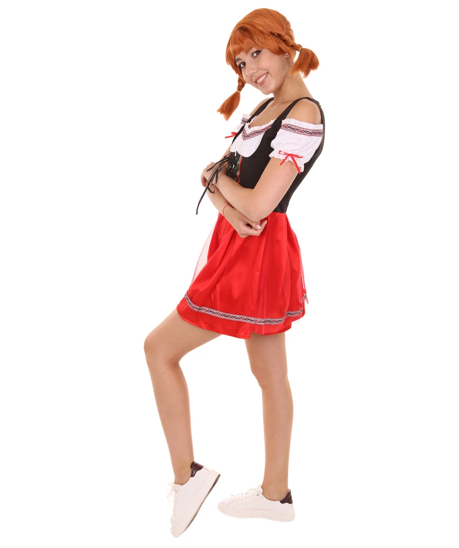 HPO Adult Women's Oktoberfest Beer Girl Costume | Red Black And White Halloween Costume 4 HPO Adult Women's Oktoberfest Beer Girl Costume | Red Black And White Halloween Costume