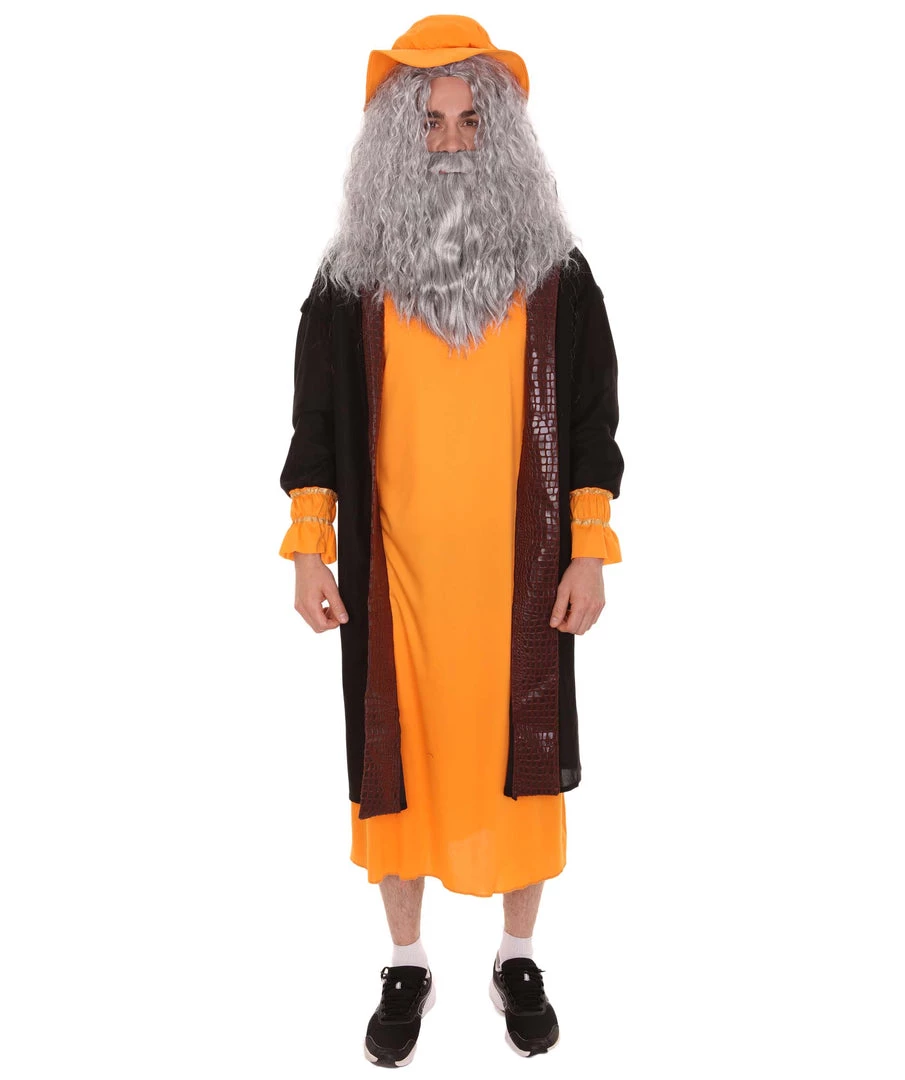 HPO Adult Men's Leonardo Da Vinci Painter Artitst 4Pc Costume | Orange Cosplay Costume 2 HPO Adult Men's Leonardo Da Vinci Painter Artitst 4Pc Costume | Orange Cosplay Costume