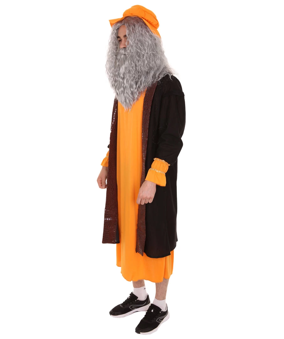 HPO Adult Men's Leonardo Da Vinci Painter Artitst 4Pc Costume | Orange Cosplay Costume 3 HPO Adult Men's Leonardo Da Vinci Painter Artitst 4Pc Costume | Orange Cosplay Costume