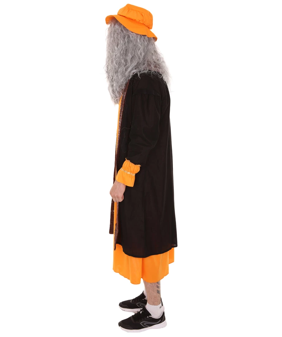 HPO Adult Men's Leonardo Da Vinci Painter Artitst 4Pc Costume | Orange Cosplay Costume 4 HPO Adult Men's Leonardo Da Vinci Painter Artitst 4Pc Costume | Orange Cosplay Costume