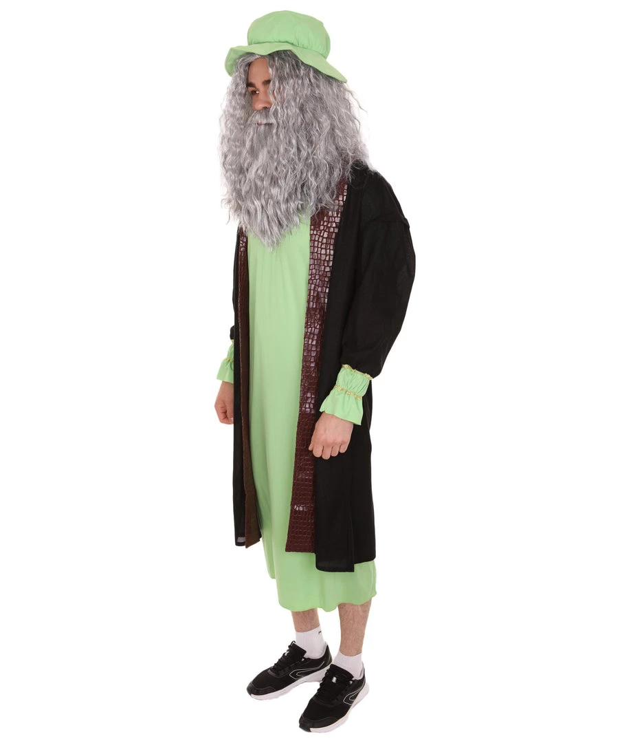 HPO Adult Men's Leonardo Da Vinci Painter Artitst Costume | Green Cosplay Costume 3 HPO Adult Men's Leonardo Da Vinci Painter Artitst Costume | Green Cosplay Costume