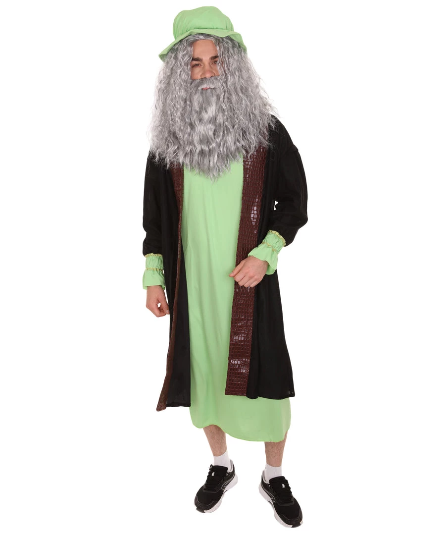 HPO Adult Men's Leonardo Da Vinci Painter Artitst Costume | Green Cosplay Costume 1 HPO Adult Men's Leonardo Da Vinci Painter Artitst Costume | Green Cosplay Costume