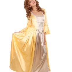 HPO Adult Women's 18th Century Royal Dress Costume | Gold Cosplay Costume