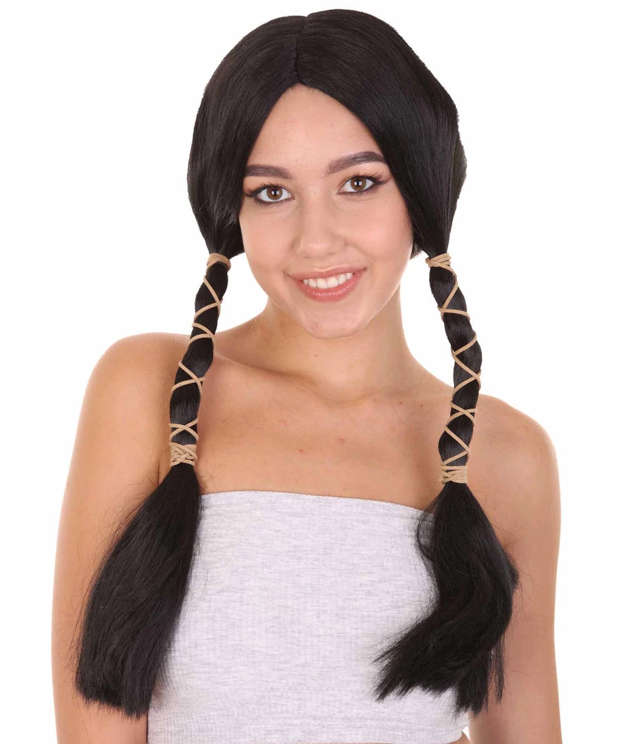 HPO Animation Womens Wig | Black Braided Cosplay Halloween Wig | Premium Breathable Capless Cap 1 HPO Animation Womens Wig | Black Braided Cosplay Halloween Wig | Premium Breathable Capless Cap