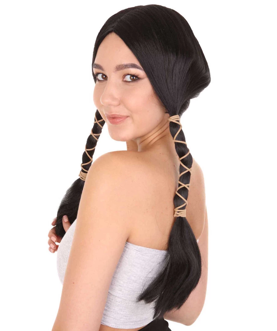 HPO Animation Womens Wig | Black Braided Cosplay Halloween Wig | Premium Breathable Capless Cap 2 HPO Animation Womens Wig | Black Braided Cosplay Halloween Wig | Premium Breathable Capless Cap