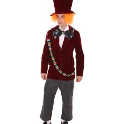 HPO Adult Men's Deluxe Hatter In Wonderland Costume | Red Cosplay Costume 10 HPO Adult Men's Deluxe Hatter In Wonderland Costume | Red Cosplay Costume