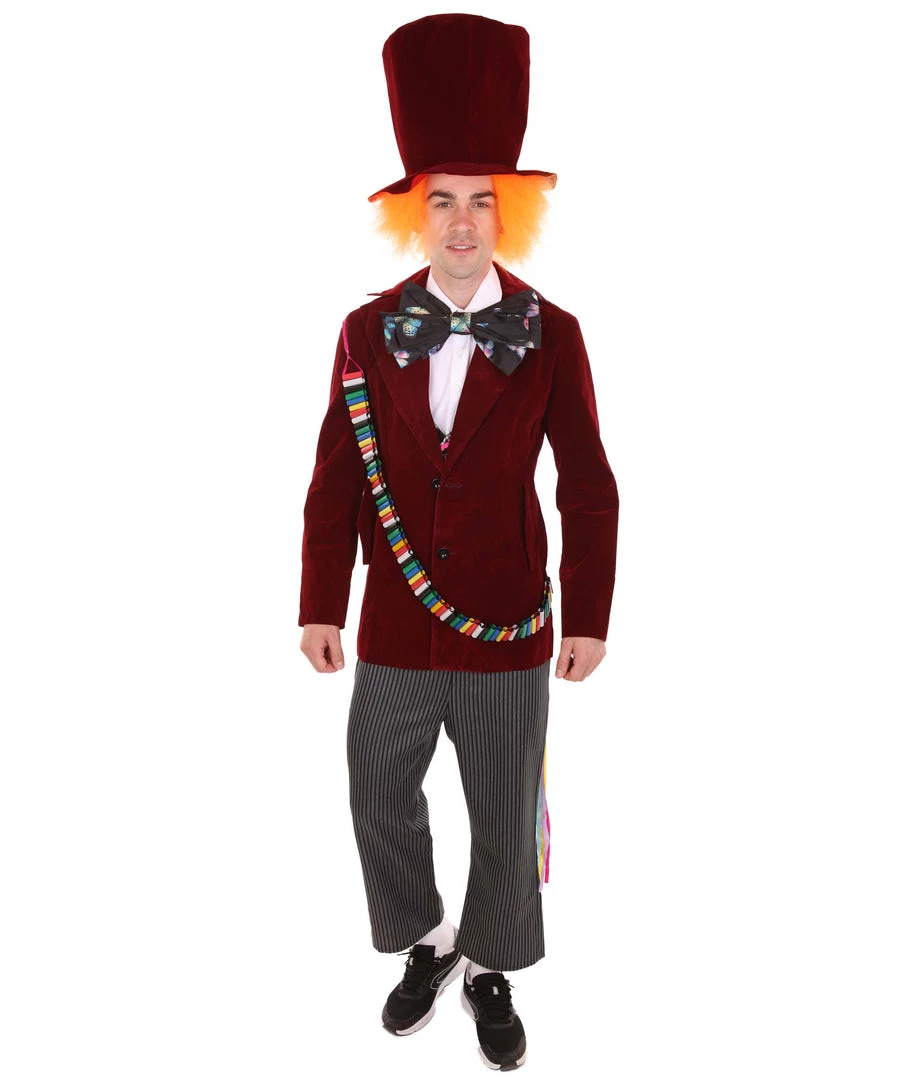 HPO Adult Men's Deluxe Hatter In Wonderland Costume | Red Cosplay Costume 2 HPO Adult Men's Deluxe Hatter In Wonderland Costume | Red Cosplay Costume