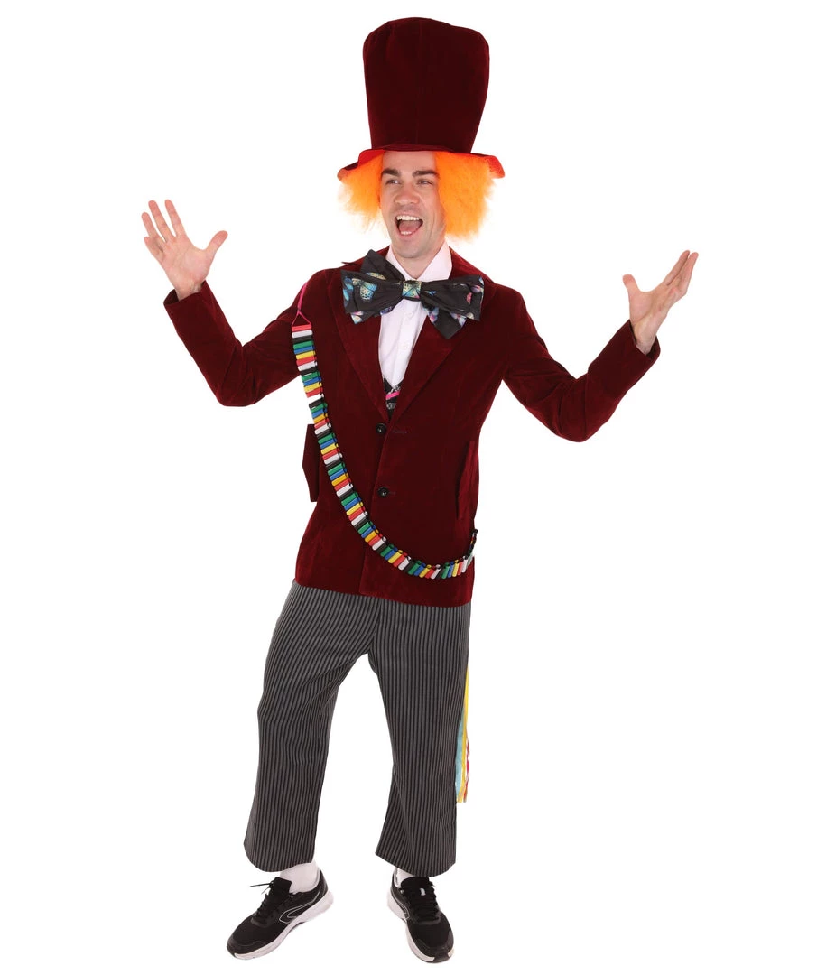 HPO Adult Men's Deluxe Hatter In Wonderland Costume | Red Cosplay Costume 1 HPO Adult Men's Deluxe Hatter In Wonderland Costume | Red Cosplay Costume