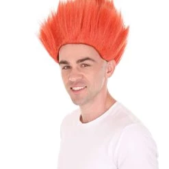 HPO Men's Fire Movie Mens Wig | All Back Tall Red Wig | Premium Breathable Capless Cap