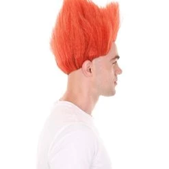 HPO Men's Fire Movie Mens Wig | All Back Tall Red Wig | Premium Breathable Capless Cap
