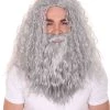 HPO Grey Men's Wig | Wig & Beard For Cosplay Wizard | Premium Breathable Capless Cap