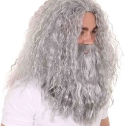HPO Grey Men's Wig | Wig & Beard For Cosplay Wizard | Premium Breathable Capless Cap
