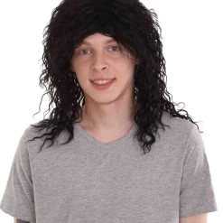 HPO Rock Star Mens Wig | Black Cosplay Halloween Wig | Premium Breathable Capless Cap