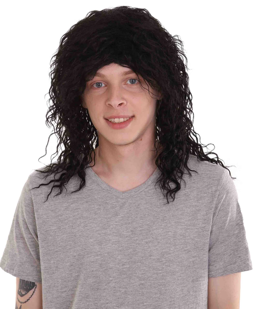 HPO Rock Star Mens Wig | Black Cosplay Halloween Wig | Premium Breathable Capless Cap 1 HPO Rock Star Mens Wig | Black Cosplay Halloween Wig | Premium Breathable Capless Cap