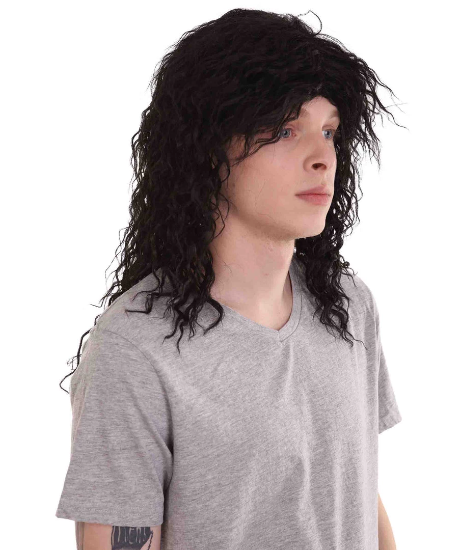 HPO Rock Star Mens Wig | Black Cosplay Halloween Wig | Premium Breathable Capless Cap 7 HPO Rock Star Mens Wig | Black Cosplay Halloween Wig | Premium Breathable Capless Cap