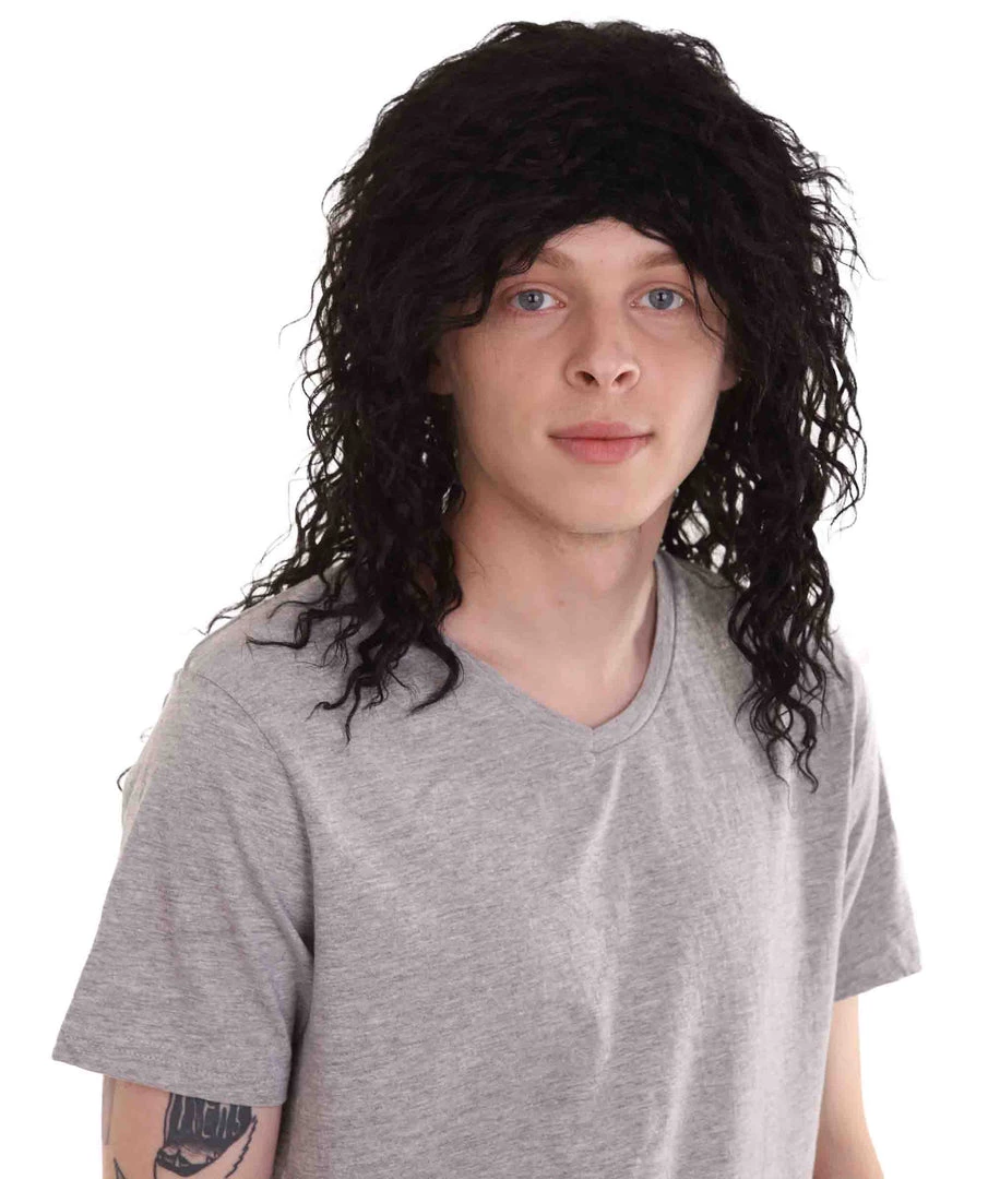 HPO Rock Star Mens Wig | Black Cosplay Halloween Wig | Premium Breathable Capless Cap 2 HPO Rock Star Mens Wig | Black Cosplay Halloween Wig | Premium Breathable Capless Cap