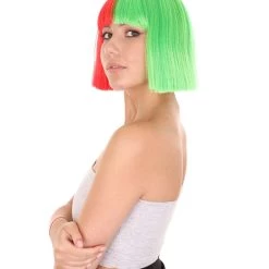 HPO Christmas Australian Singer Womens Wig | Red & Green Holiday Wigs | Premium Breathable Capless Cap
