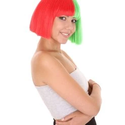 HPO Christmas Australian Singer Womens Wig | Red & Green Holiday Wigs | Premium Breathable Capless Cap