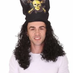 HPO Men's Captain Pirate Mens Curly Wig | Movie Character Cosplay Halloween Wig | Premium Breathable Capless Cap