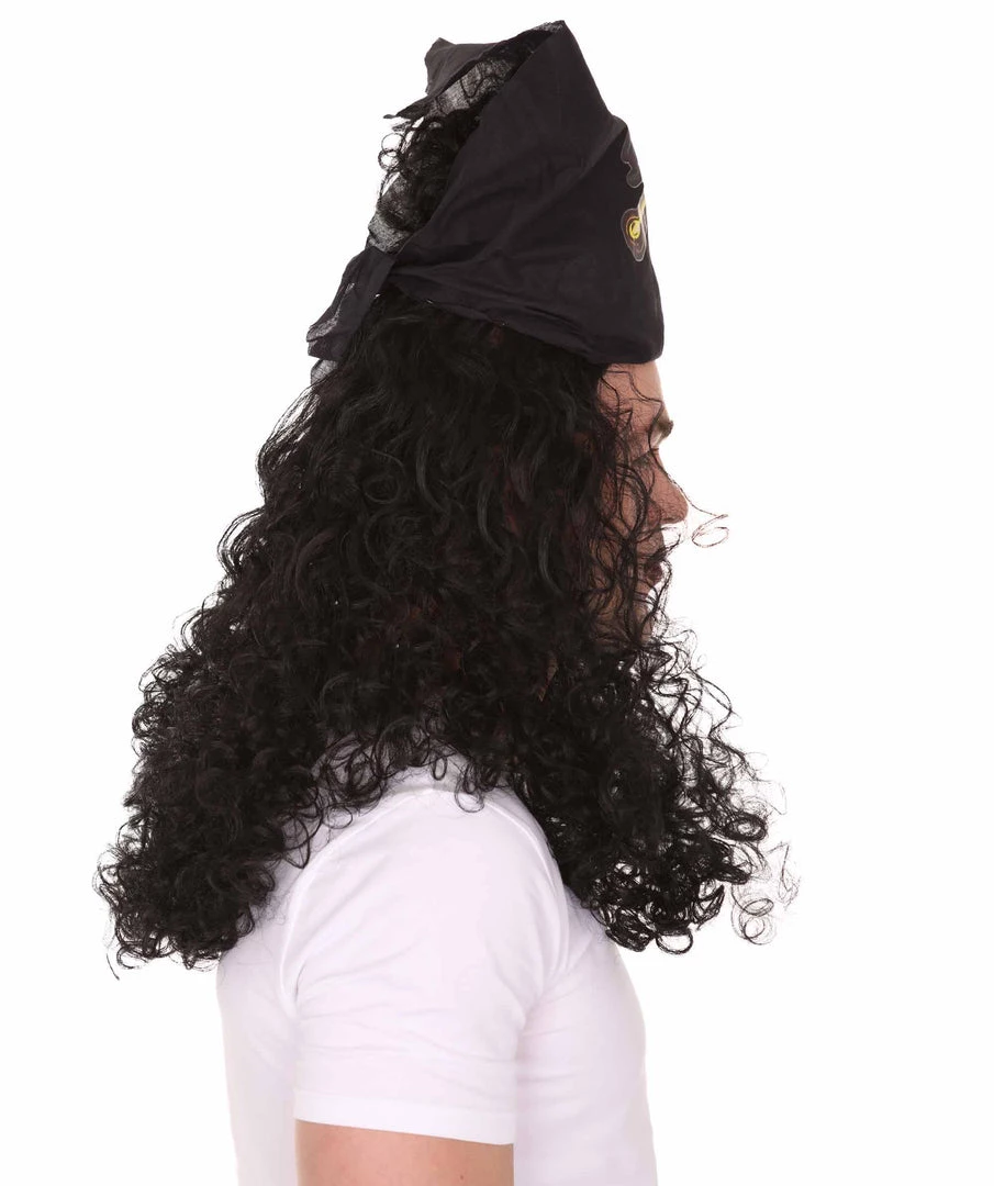 HPO Men's Captain Pirate Mens Curly Wig | Movie Character Cosplay Halloween Wig | Premium Breathable Capless Cap 6 HPO Men's Captain Pirate Mens Curly Wig | Movie Character Cosplay Halloween Wig | Premium Breathable Capless Cap