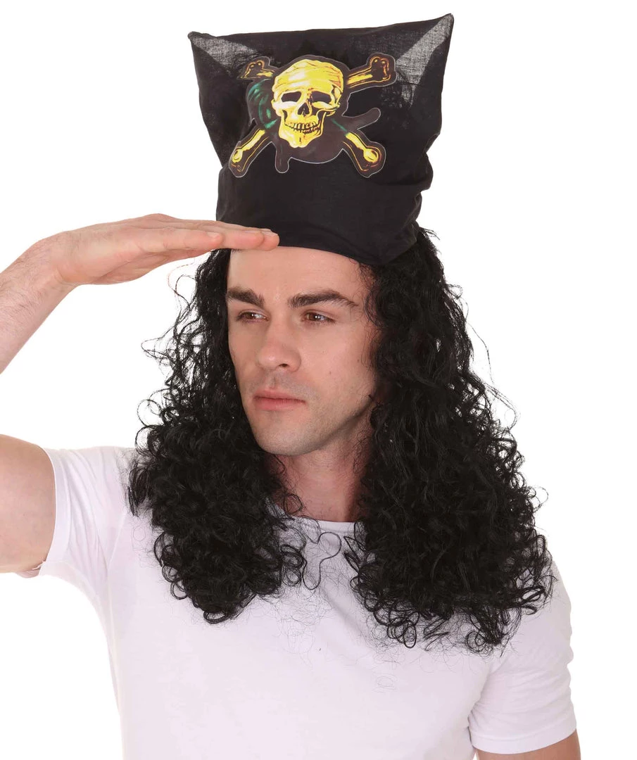 HPO Men's Captain Pirate Mens Curly Wig | Movie Character Cosplay Halloween Wig | Premium Breathable Capless Cap 1 HPO Men's Captain Pirate Mens Curly Wig | Movie Character Cosplay Halloween Wig | Premium Breathable Capless Cap