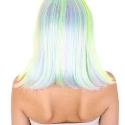 HPO Womens Bob Wig | Medium Green Yellow Party Ready Fancy Cosplay Halloween Wig | Premium Breathable Capless Cap Women's 14 HPO Womens Bob Wig | Medium Green Yellow Party Ready Fancy Cosplay Halloween Wig | Premium Breathable Capless Cap Women's