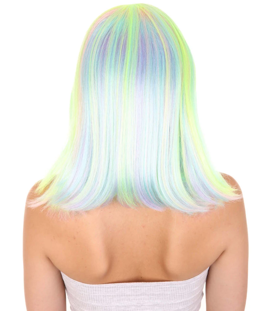 HPO Womens Bob Wig | Medium Green Yellow Party Ready Fancy Cosplay Halloween Wig | Premium Breathable Capless Cap Women's 5 HPO Womens Bob Wig | Medium Green Yellow Party Ready Fancy Cosplay Halloween Wig | Premium Breathable Capless Cap Women's