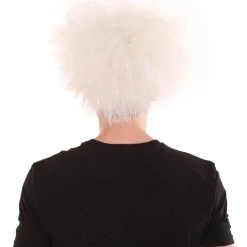 HPO Men's Mad Scientist Mens Wig & Mustache | Jumbo Cosplay Halloween Wig | Premium Breathable Capless Cap