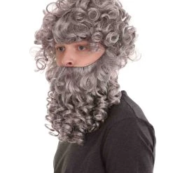 HPO God Zeus Mens Wig And Full Beard Set | Gray Cosplay Halloween Wig | Premium Breathable Capless Cap 12 HPO God Zeus Mens Wig And Full Beard Set | Gray Cosplay Halloween Wig | Premium Breathable Capless Cap