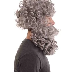 HPO God Zeus Mens Wig And Full Beard Set | Gray Cosplay Halloween Wig | Premium Breathable Capless Cap 15 HPO God Zeus Mens Wig And Full Beard Set | Gray Cosplay Halloween Wig | Premium Breathable Capless Cap