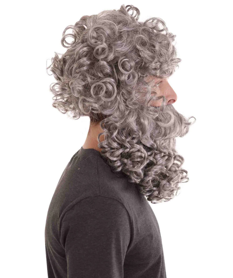 HPO God Zeus Mens Wig And Full Beard Set | Gray Cosplay Halloween Wig | Premium Breathable Capless Cap 6 HPO God Zeus Mens Wig And Full Beard Set | Gray Cosplay Halloween Wig | Premium Breathable Capless Cap