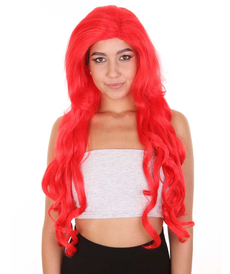 HPO Womens Mermaid Wig | Red Princess Wigs | Premium Breathable Capless Cap 1 HPO Womens Mermaid Wig | Red Princess Wigs | Premium Breathable Capless Cap