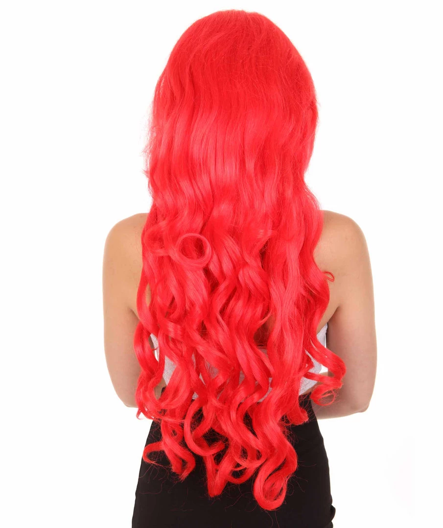 HPO Womens Mermaid Wig | Red Princess Wigs | Premium Breathable Capless Cap 5 HPO Womens Mermaid Wig | Red Princess Wigs | Premium Breathable Capless Cap
