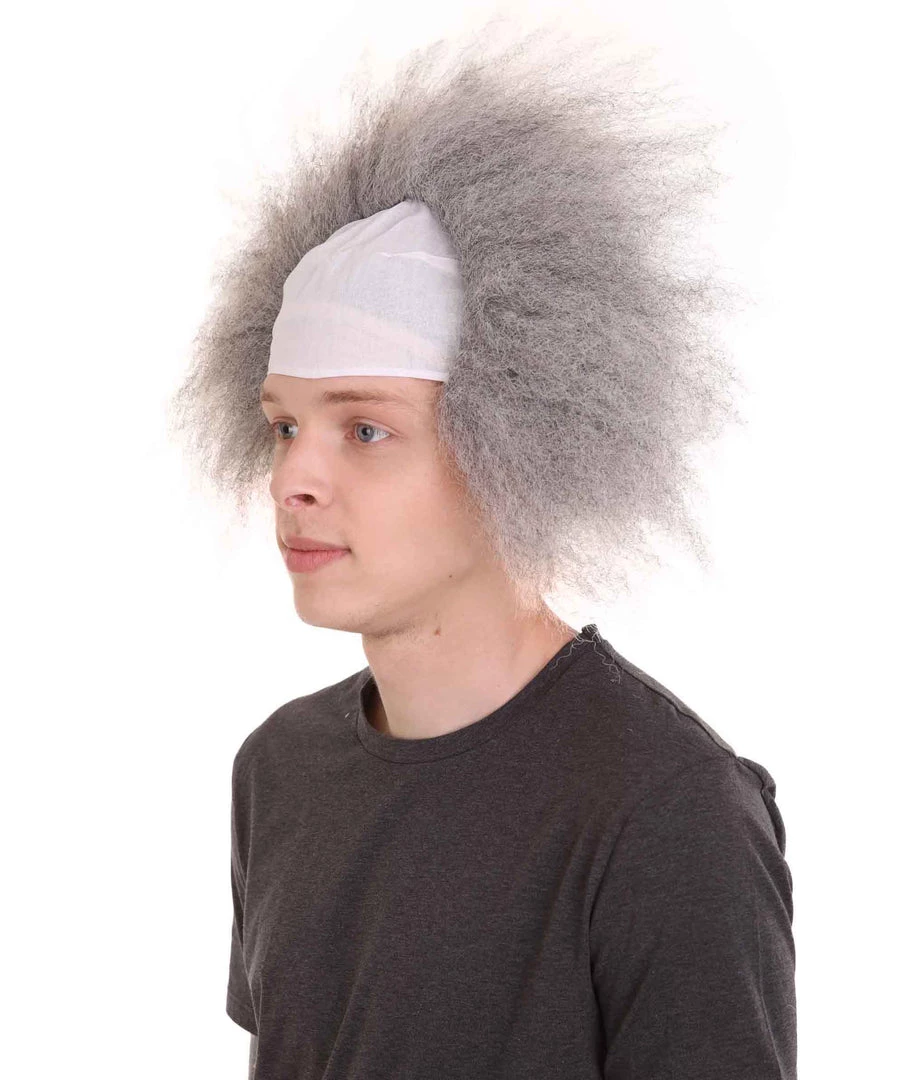 HPO Half Bald Head Mens Short Wig, Grey Men's 4 HPO Half Bald Head Mens Short Wig, Grey Men's