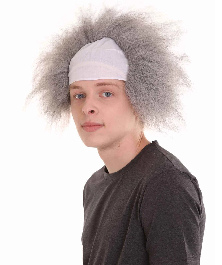 HPO Half Bald Head Mens Short Wig, Grey Men's 3 HPO Half Bald Head Mens Short Wig, Grey Men's