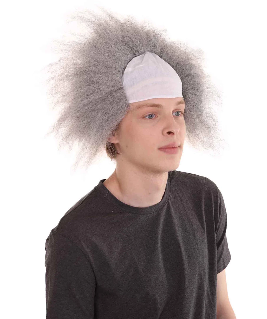 HPO Half Bald Head Mens Short Wig, Grey Men's 7 HPO Half Bald Head Mens Short Wig, Grey Men's