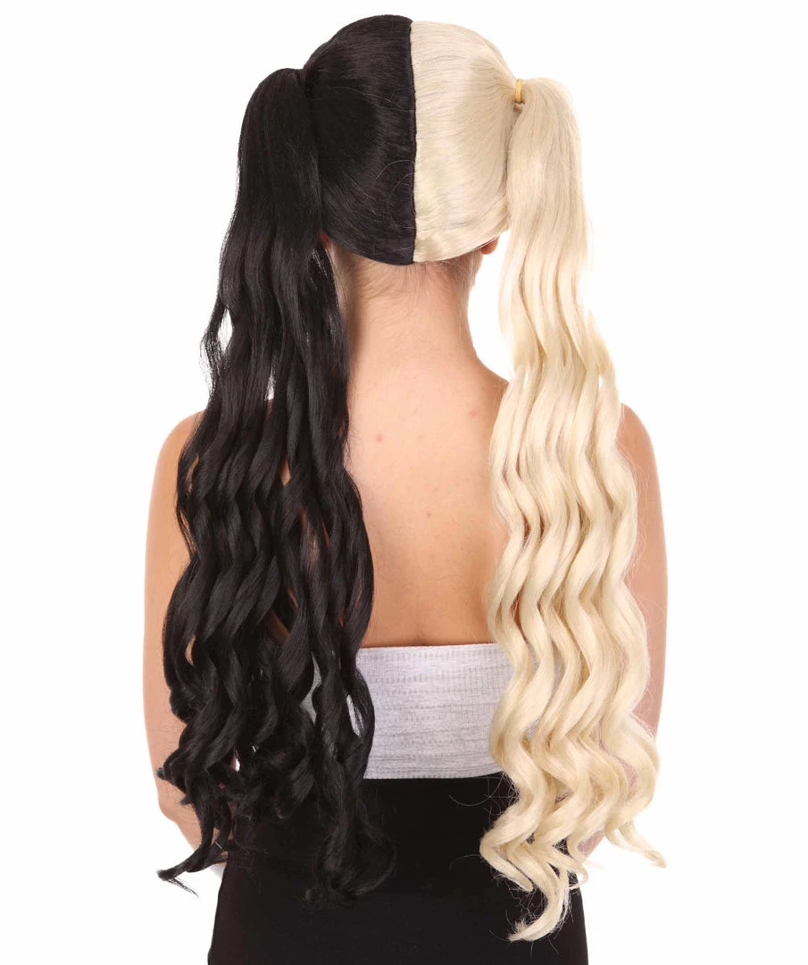 HPO Women's Marie, Long Wavy Two Tone Black And White High Pigtails Womens Wig | Premium Breathable Capless Cap 5 HPO Women's Marie, Long Wavy Two Tone Black And White High Pigtails Womens Wig | Premium Breathable Capless Cap