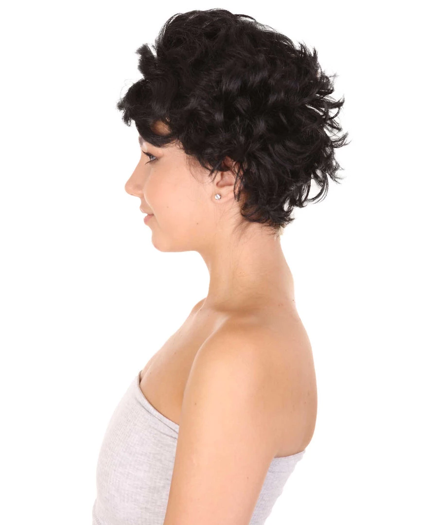 HPO Womens Short Two Tone Black And White Pixie With Heart Bangs | Premium Breathable Capless Cap 4 HPO Womens Short Two Tone Black And White Pixie With Heart Bangs | Premium Breathable Capless Cap