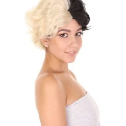 HPO Womens Short Two Tone Black And White Pixie With Heart Bangs | Premium Breathable Capless Cap 16 HPO Womens Short Two Tone Black And White Pixie With Heart Bangs | Premium Breathable Capless Cap