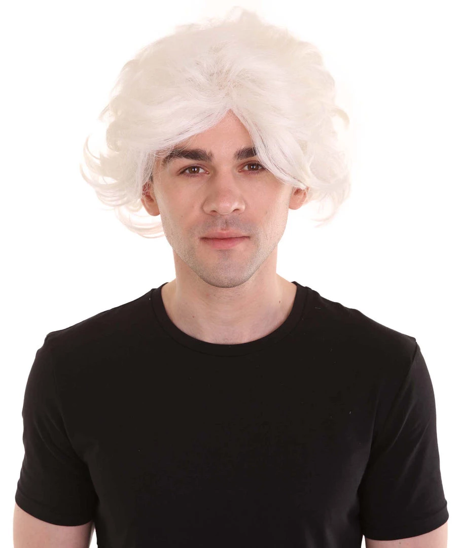 HPO Men's Crazy Scientist Mens Wig | White Cosplay Halloween Wig | Premium Breathable Capless Cap 1 HPO Men's Crazy Scientist Mens Wig | White Cosplay Halloween Wig | Premium Breathable Capless Cap