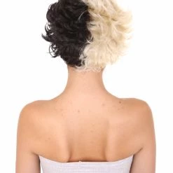 HPO Womens Short Two Tone Black And White Pixie With Heart Bangs | Premium Breathable Capless Cap 14 HPO Womens Short Two Tone Black And White Pixie With Heart Bangs | Premium Breathable Capless Cap